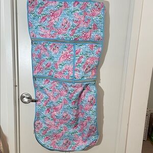 Pink and Blue Lobster Nylon Garment Bag EUC